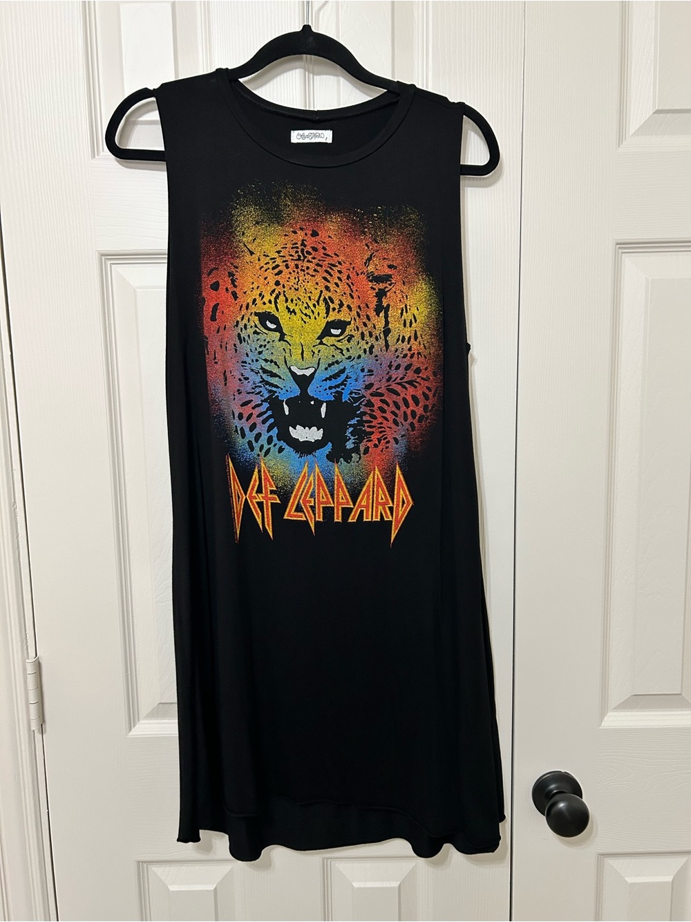 Def Leppard sleeveless band tee dress rocker music festival sz L